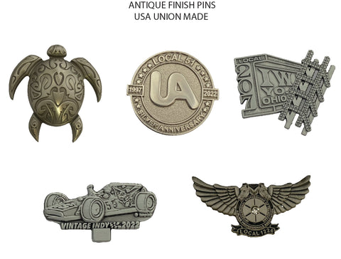 Antique Finish Lapel Pins - Union Made