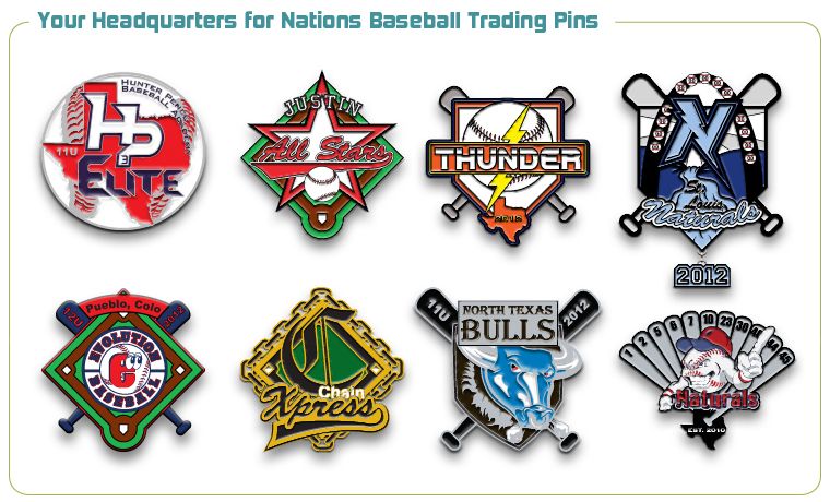 Nations Baseball Trading Pins