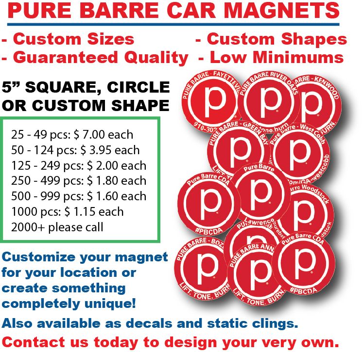 Pure Barre Car Magnets