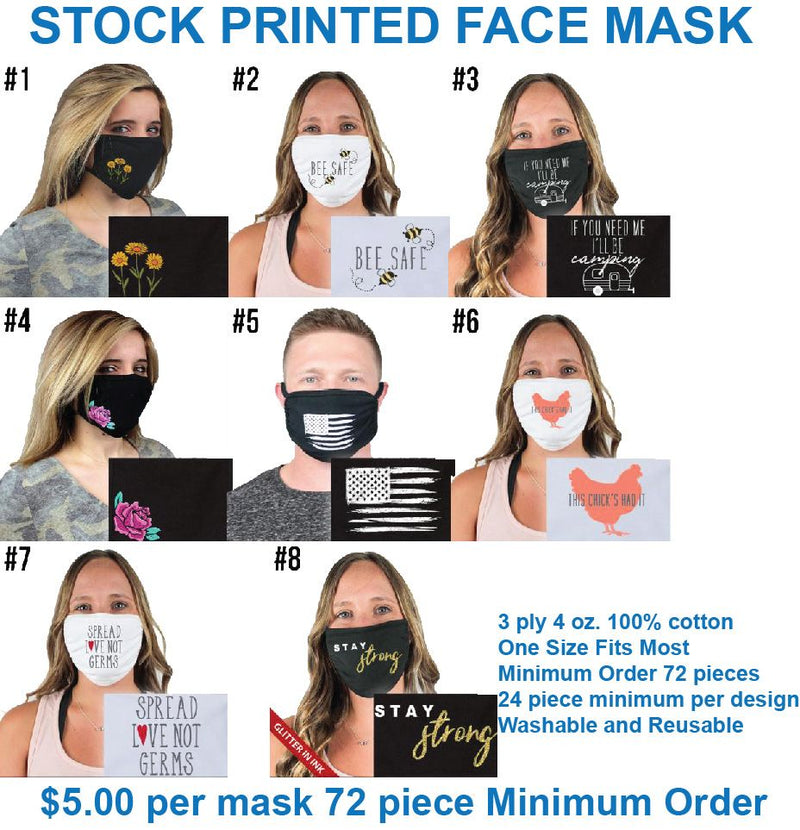 Stocked Printed Face Masks