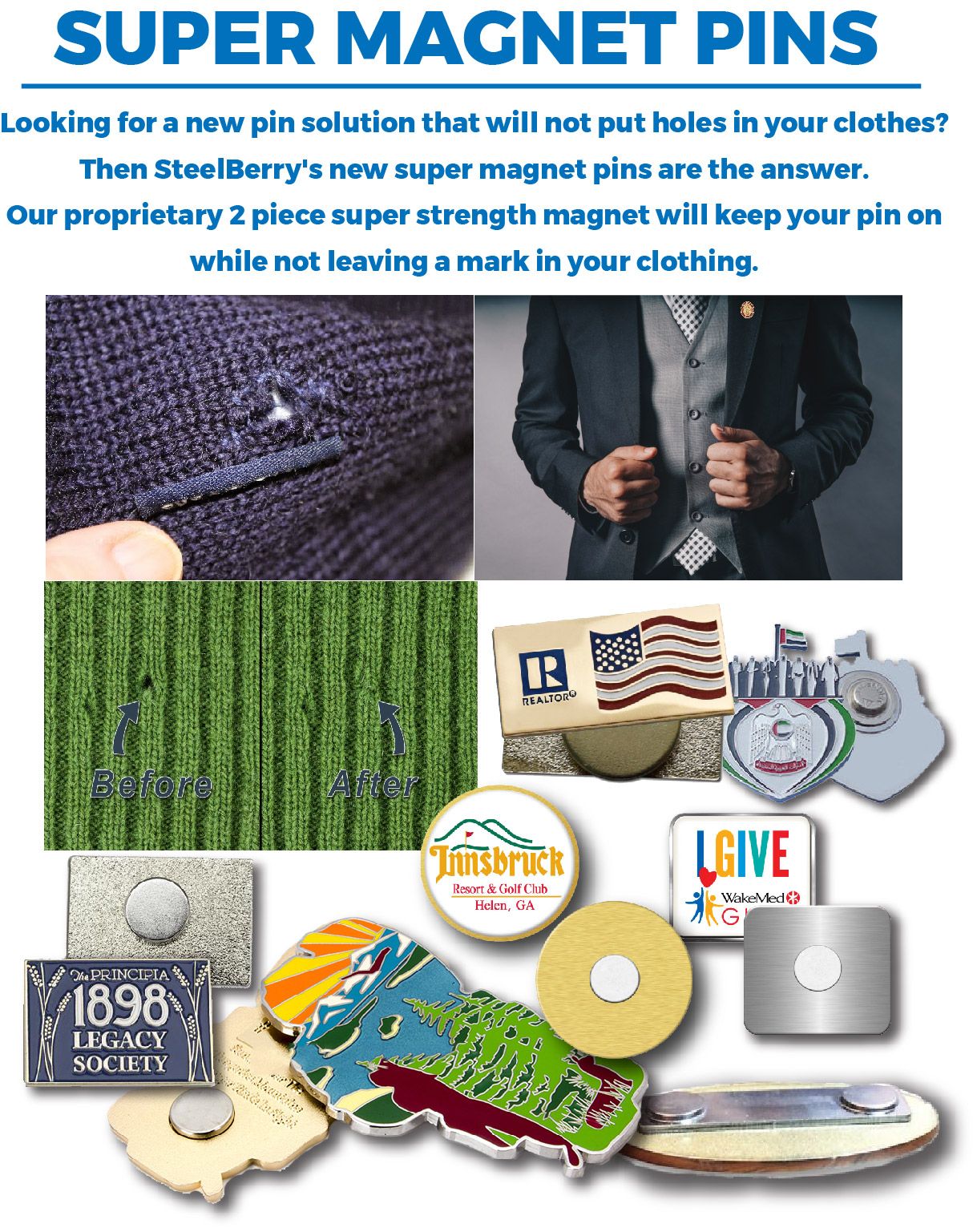 Super Magnet Lapel Pins – steelberry.com/